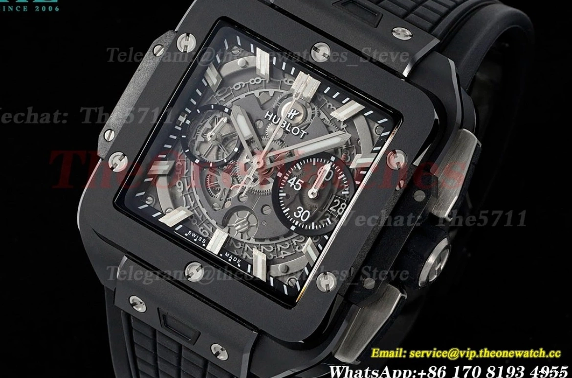Square Cer Unico Bang RU Skeleton BBF 42mm Black HUB1280A Dial 0207